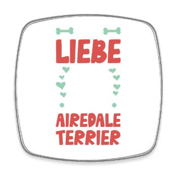 J’adore mon Airedale Terrier - Magnet carré - blanc - Devant