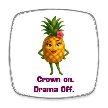 Roi Ananas : DramaOff - Magnet carré - blanc - Devant