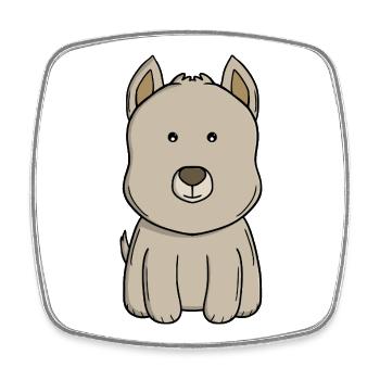Cute Beige Puppy - Adorable Kawaii Cartoon Dog - Square fridge magnet - white - Front