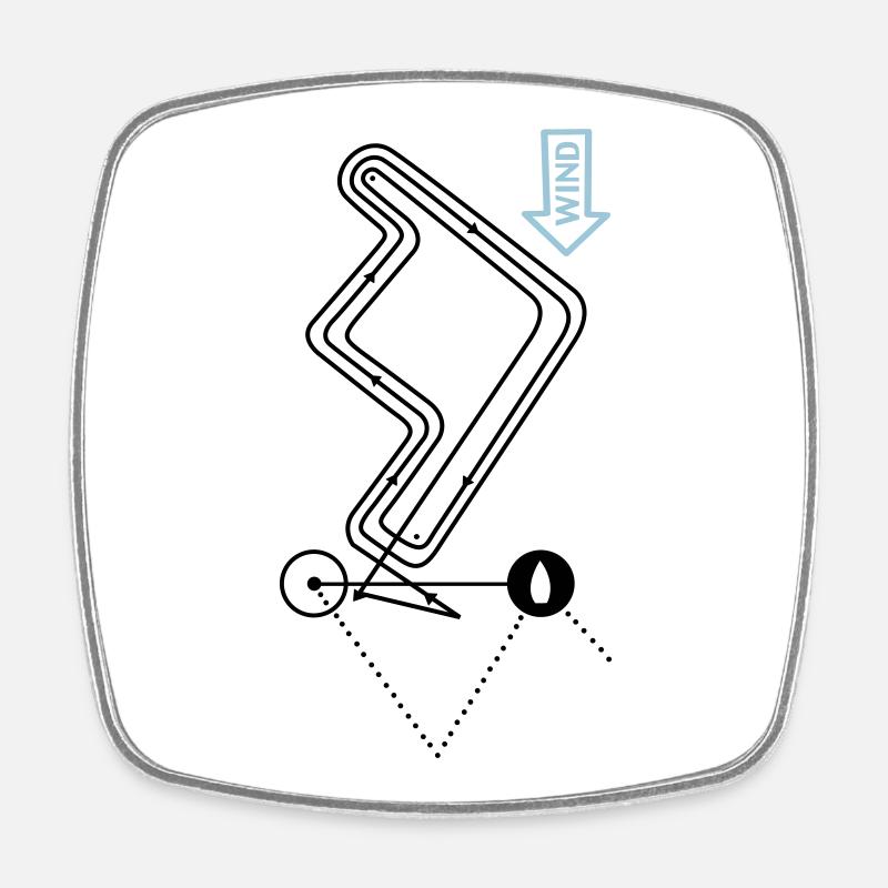 Parcours de régate Parcours de régate Parcours de voile - Magnet carré - blanc