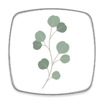 Rameau de feuille d’eucalyptus - Magnet carré - blanc - Devant