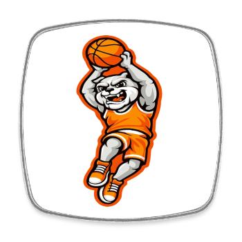 Bulldog Basketball Dunk Mascot Power - Square fridge magnet - white - Front