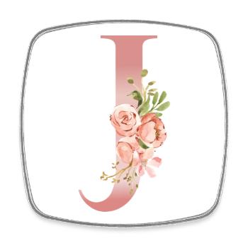 Monogram J floral watercolor - Square fridge magnet - white - Front