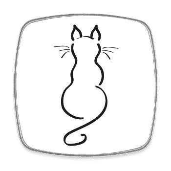Dos lisé minimaliste pour chat - Magnet carré - blanc - Devant