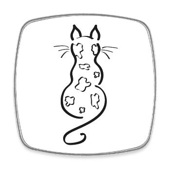 Katze Minimalistisch Linie Rücken Flecken Bengal - Viereckiger Kühlschrankmagnet - Weiß - Vorne