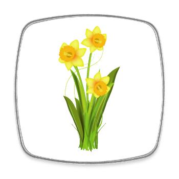 Glowing daffodils – spring flowers - Square fridge magnet - white - Front