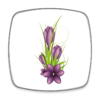 Zarte violette Krokusse in eleganter Illustration - Viereckiger Kühlschrankmagnet - Weiß - Vorne