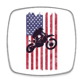 Drapeau américain du vélo de cross, - Magnet carré - blanc - Devant