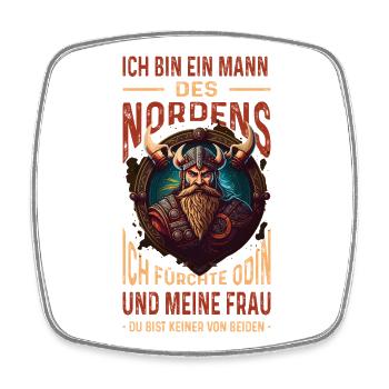 Ich Bin Ein Mann Des Nordens Wikinger - Viereckiger Kühlschrankmagnet - Weiß - Vorne