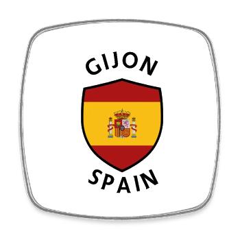 Gijón Spaniens Schild mit Fahne - Viereckiger Kühlschrankmagnet - Weiß - Vorne