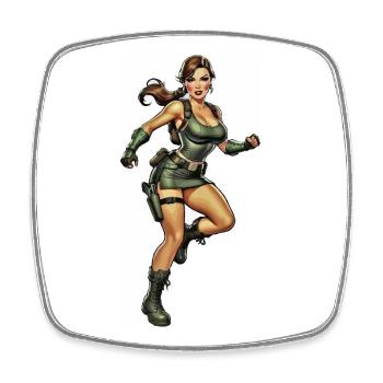 Aventurier vert en tenue de combat - Magnet carré - blanc - Devant