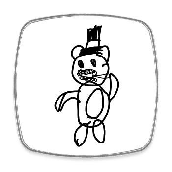 Toothbrush Teddy - Viereckiger Kühlschrankmagnet - Weiß - Vorne