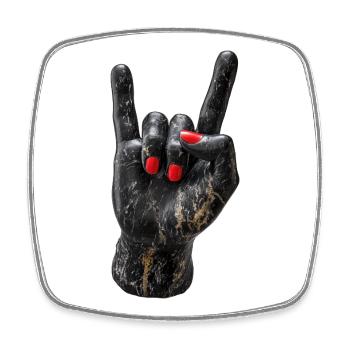 Rockhand Marble Print - Square fridge magnet - white - Front