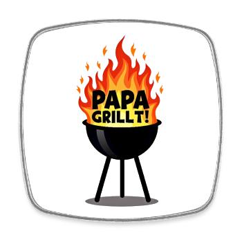 Grillen Grillsaison Papa Am Grill Papa Grillt - Viereckiger Kühlschrankmagnet - Weiß - Vorne