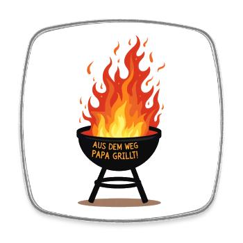 Grillen Grillsaison Papa Am Grill Papa Grillt - Viereckiger Kühlschrankmagnet - Weiß - Vorne