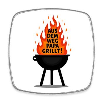 Grillen Grillsaison Papa Am Grill Papa Grillt - Viereckiger Kühlschrankmagnet - Weiß - Vorne