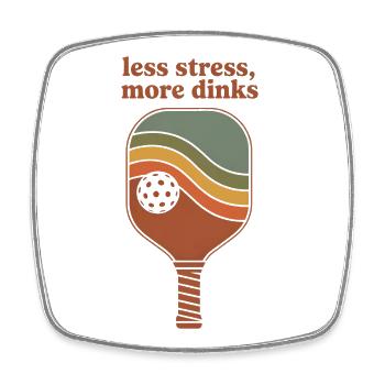 Less Stress More Dinks - Funny Pickleball Retro - Square fridge magnet - white - Front