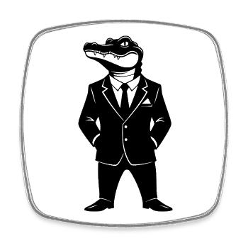 Crocodile in a Suit – Animal Design - Square fridge magnet - white - Front