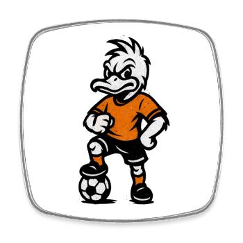 Retro-Duck Fußballheld - Viereckiger Kühlschrankmagnet - Weiß - Vorne