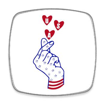 USA Love Hand – Patriotic Heart & Freedom Design - Viereckiger Kühlschrankmagnet - Weiß - Vorne
