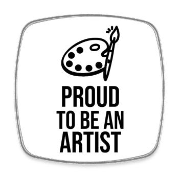Fier d’être artiste - Art au trait minimaliste - Magnet carré - blanc - Devant