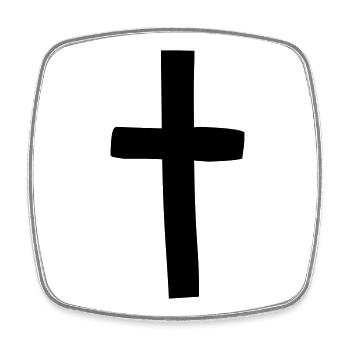cross - Square fridge magnet - white - Front