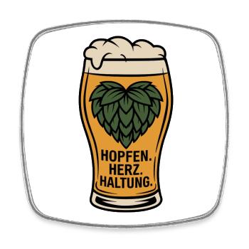  Hopfen Herz Haltung Craft Bier Liebhaber Motiv - Viereckiger Kühlschrankmagnet - Weiß - Vorne