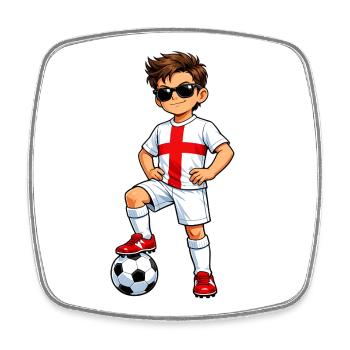 Soccer Boy Fan d’Angleterre Drapeau anglais - Magnet carré - blanc - Devant