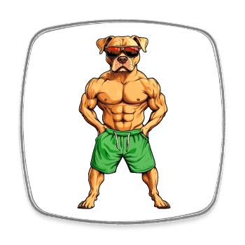 Hunde Fitness 6-Pack - Viereckiger Kühlschrankmagnet - Weiß - Vorne