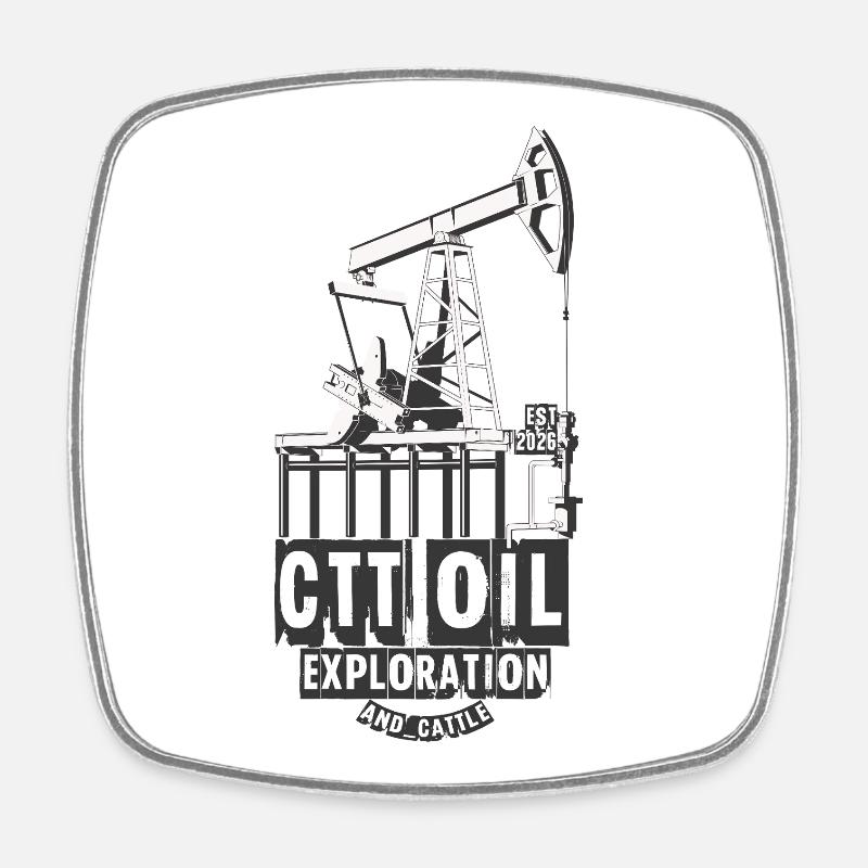 Graphique vintage d’exploration pétrolière - Magnet carré - blanc