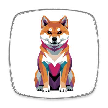 Colorful Geometric Shiba Inu Dog - Square fridge magnet - white - Front