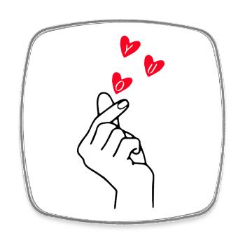 Finger Heart Love Design d’art minimal - Magnet carré - blanc - Devant