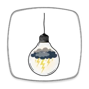 Stormy Idea in Light Bulb - Square fridge magnet - white - Front