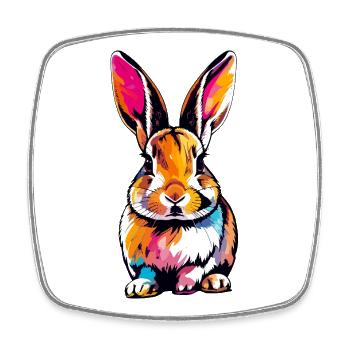 Colorful Bunny PopArt Art Rabbit Motif - Square fridge magnet - white - Front