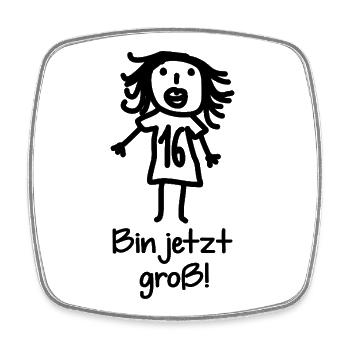 16. Geburtstag Mädchen Strichzeichnung  - Viereckiger Kühlschrankmagnet - Weiß - Vorne