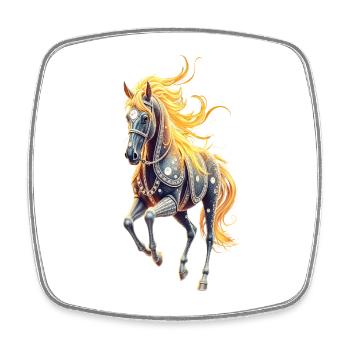 Star steed with golden mane - Square fridge magnet - white - Front
