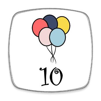 10. 10 ANS. 10e ANNIVERSAIRE. ANNIVERSAIRE 10 ANS. - Magnet carré - blanc - Devant
