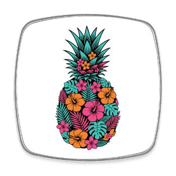 Neon Tropical Pineapple Flower Pattern - Square fridge magnet - white - Front