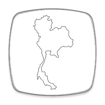 Thailand-Kartenübersicht - Viereckiger Kühlschrankmagnet - Weiß - Vorne