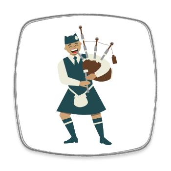 Le joueur de cornemuse en kilt - Magnet carré - blanc - Devant