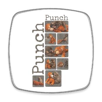 Cute Baby Monkey Gives Fist Punch Monkey Punch - Square fridge magnet - white - Front