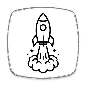 Icône spatiale de lancement de fusée - Magnet carré - blanc - Devant