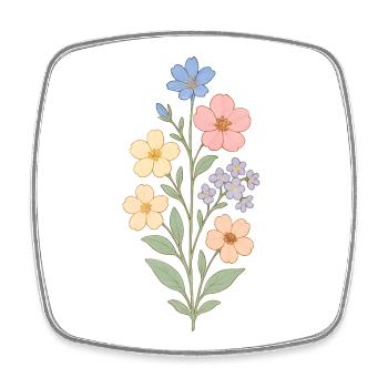 Bouquet aquarelle fleurs pastel - Magnet carré - blanc - Devant