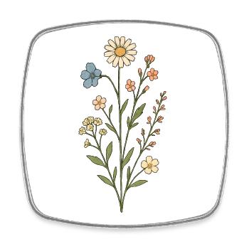 Meadow Flowers Watercolor - Square fridge magnet - white - Front