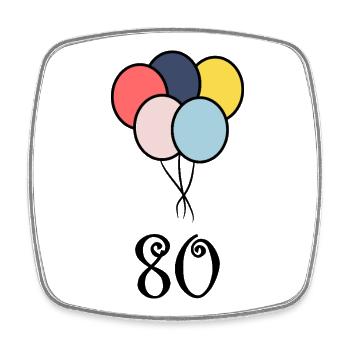 ANNIVERSAIRE. 80. 80 ANS. 80e ANNIVERSAIRE - Magnet carré - blanc - Devant