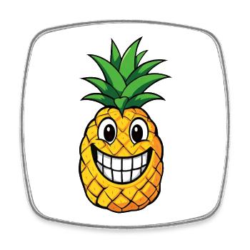 Süßer Ananas Cartoon Sommerfrucht Karibik Comic - Viereckiger Kühlschrankmagnet - Weiß - Vorne