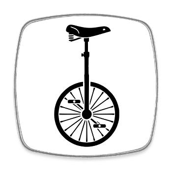 Unicycle Bicycle Circus Acrobatics - Square fridge magnet - white - Front