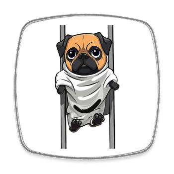 Pug Ghost in the Sheet - Square fridge magnet - white - Front