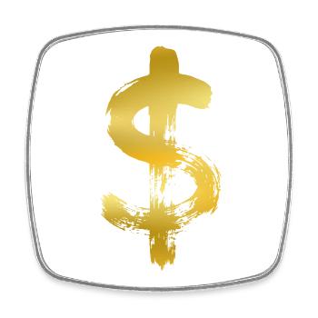 Goldener Dollar - Viereckiger Kühlschrankmagnet - Weiß - Vorne