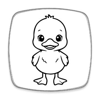 Bébé canard mignon – Design noir et blanc - Magnet carré - blanc - Devant